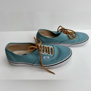 Vans Blue low top sneakers with leather laces, Womens 8.5 / Men’s 7